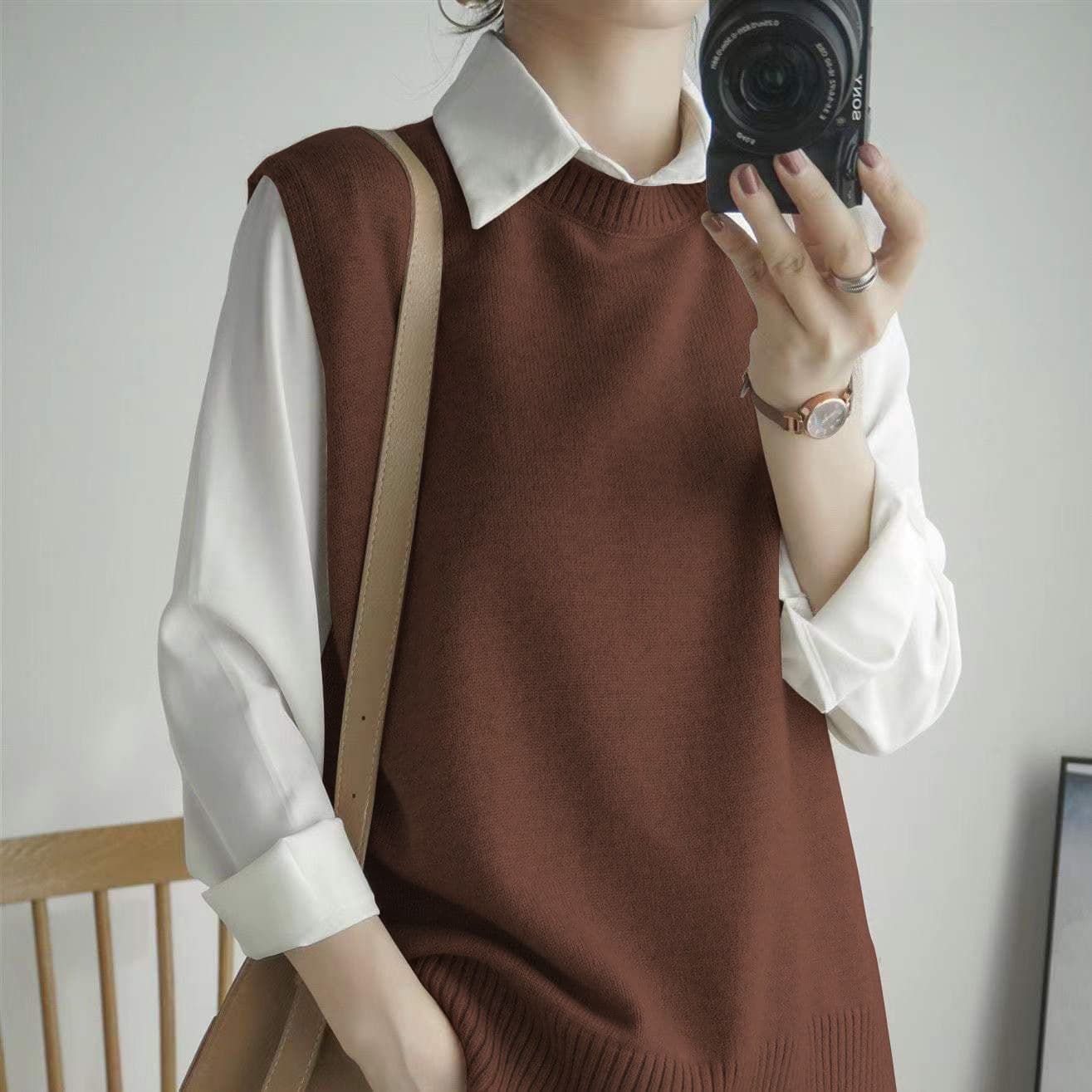 ニットベスト 上質フォルム シンプルニットベスト