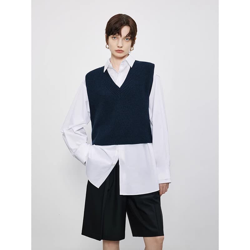 ニットベスト シンプル立体感ニットベスト
