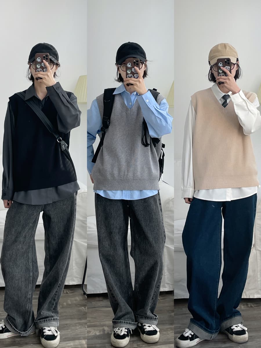 ニットベスト 洗練シルエット ニットベスト