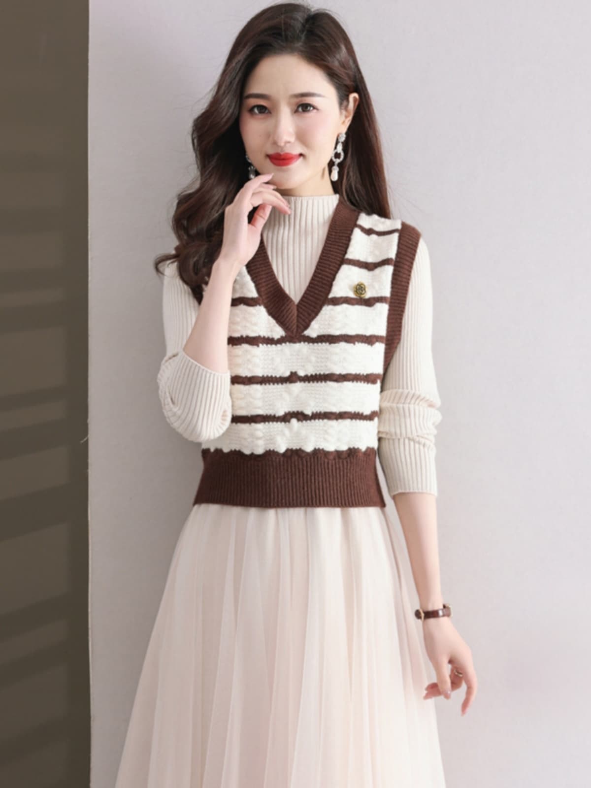 ニットベスト ボーダーニットベスト