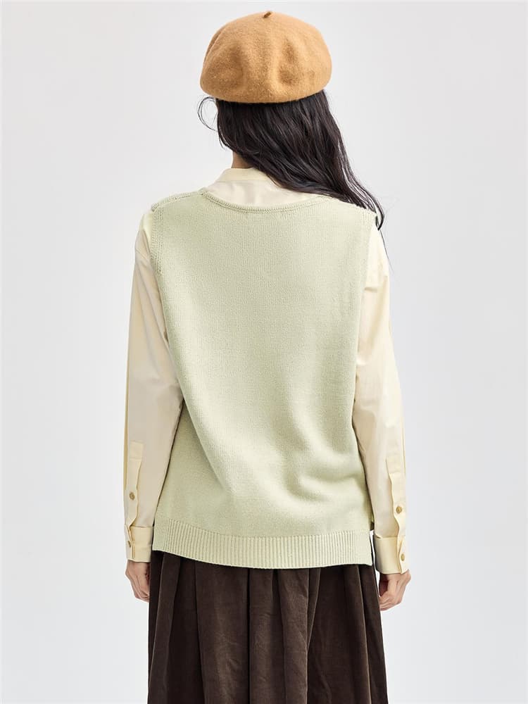 ニットベスト 菱模様編み込みニットベスト