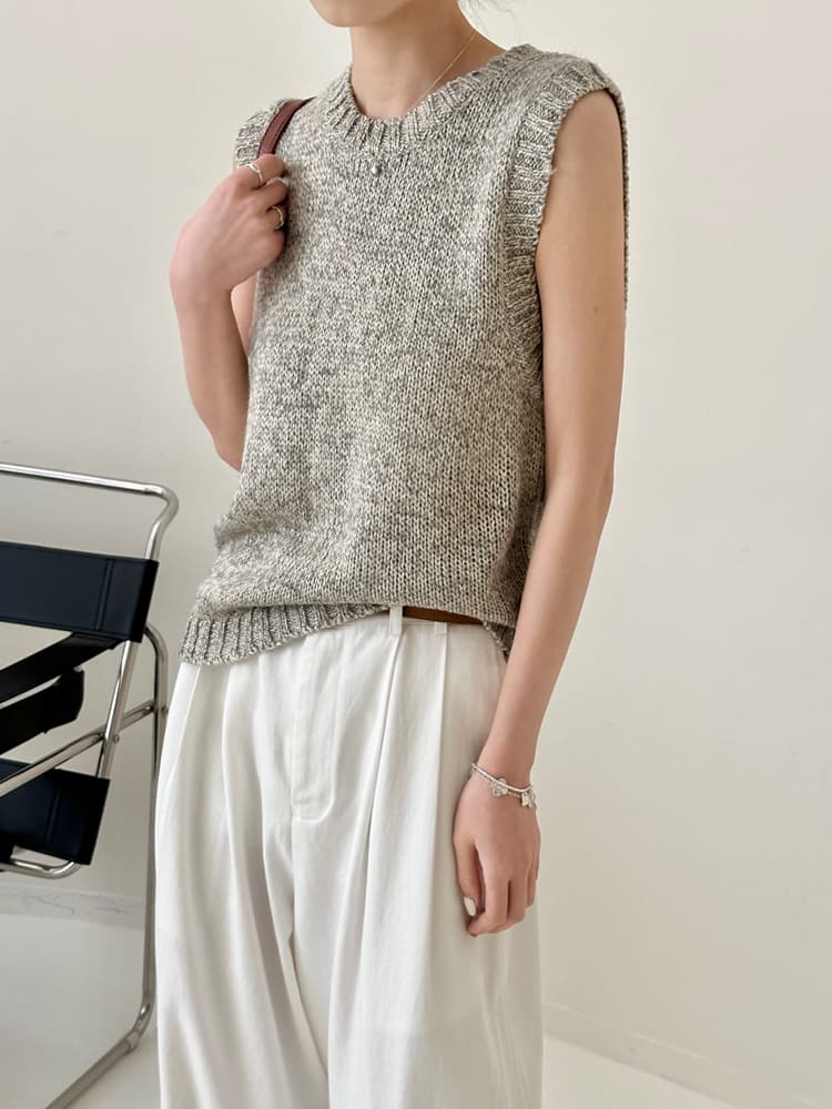 ニットベスト 涼やかバックスリットニットベスト