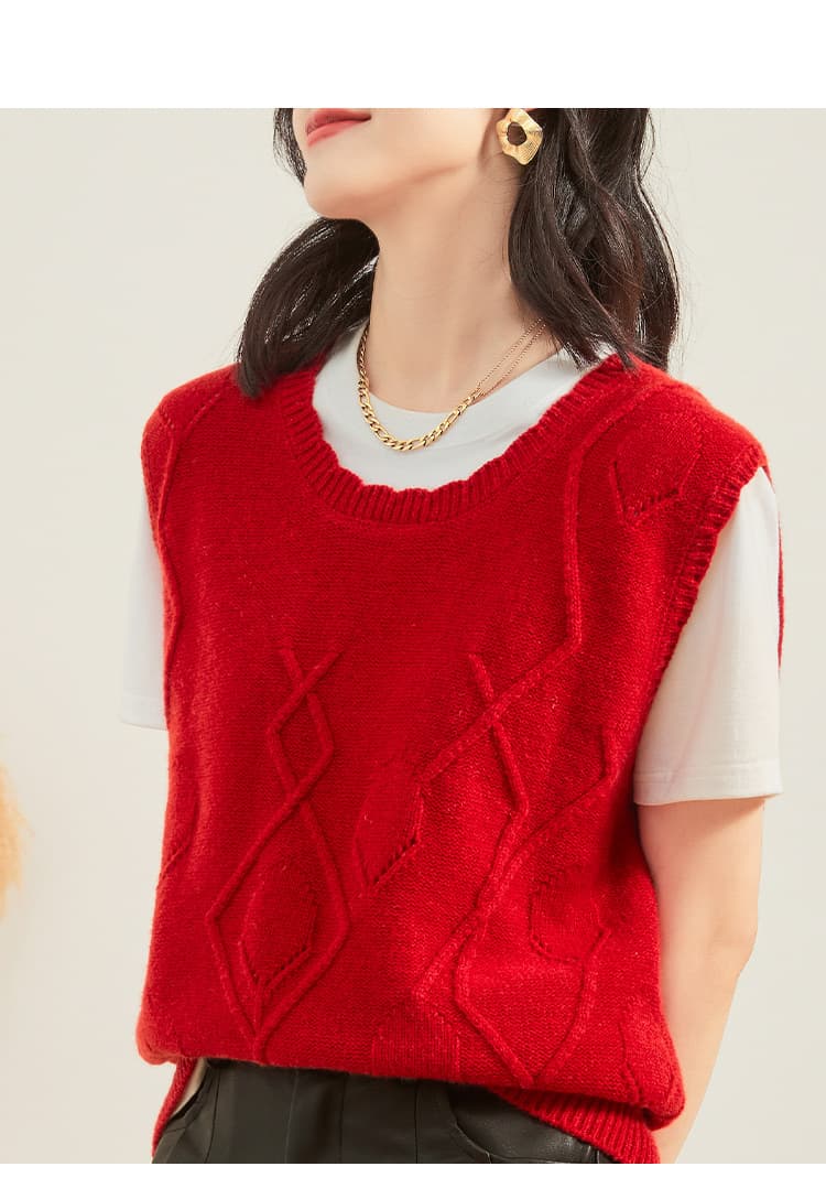 ニットベスト 菱形模様の上質ニットベスト