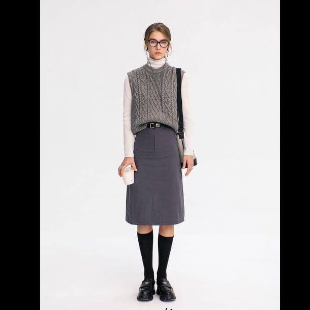 ニットベスト 冬のぬくもりケーブル編みベスト