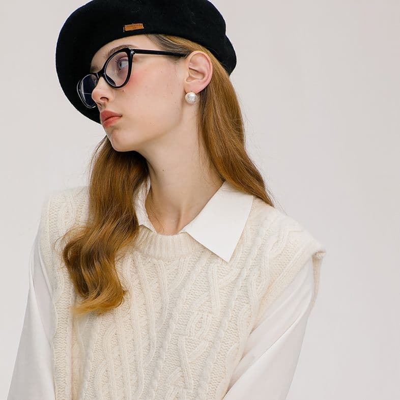 ニットベスト 冬のぬくもりケーブル編みベスト