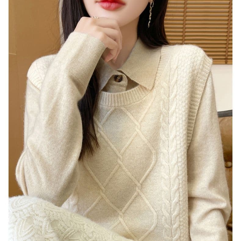 ニットベスト ケーブル編みの上質ニットベスト