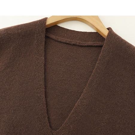 ニットベスト 重ね着上品深まる深Vベスト