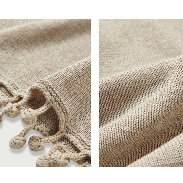 ニットベスト 裾玉飾り深みVネックサマーニットベスト