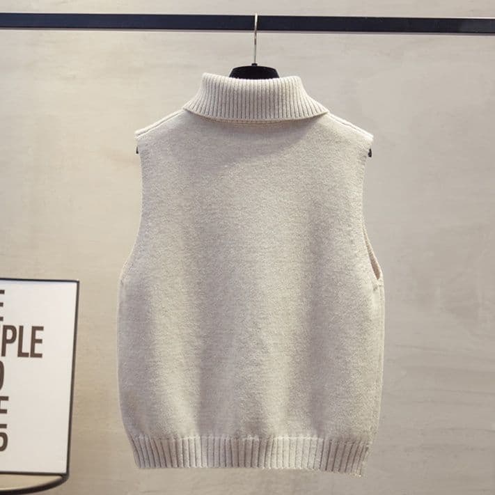 ニットベスト 折り返し襟のなめらかニットベスト