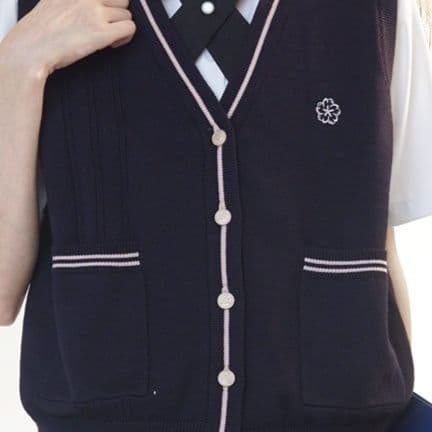 ニットベスト 花モチーフ制服風ニットベスト