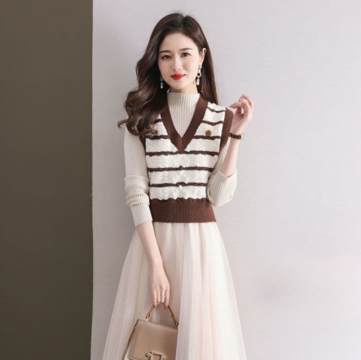 ニットベスト ボーダーニットベスト