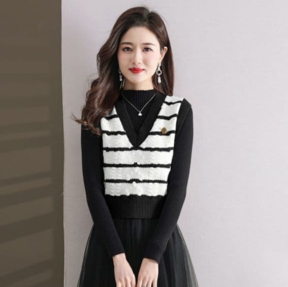 ニットベスト ボーダーニットベスト