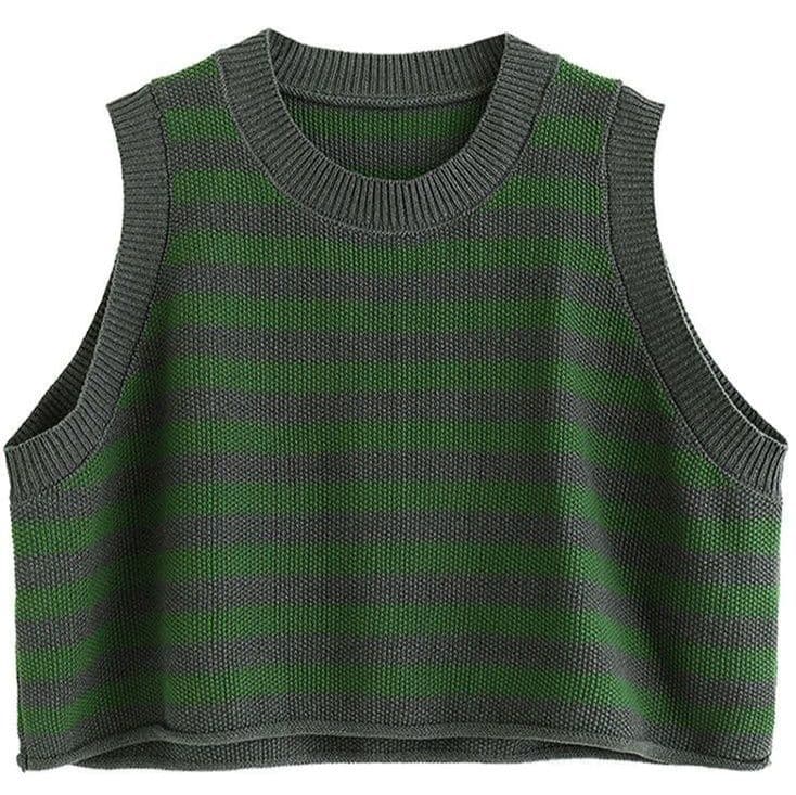 ニットベスト なごみボーダーニットベスト