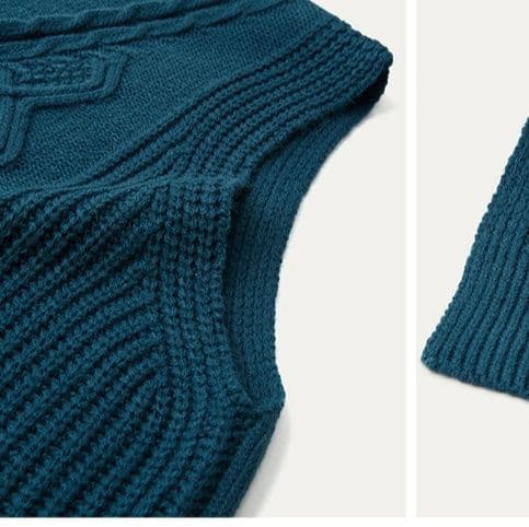 ニットベスト 菱模様編み込みニットベスト