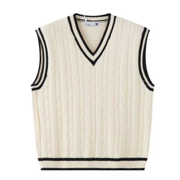 ニットベスト アカデミック縄編みベスト