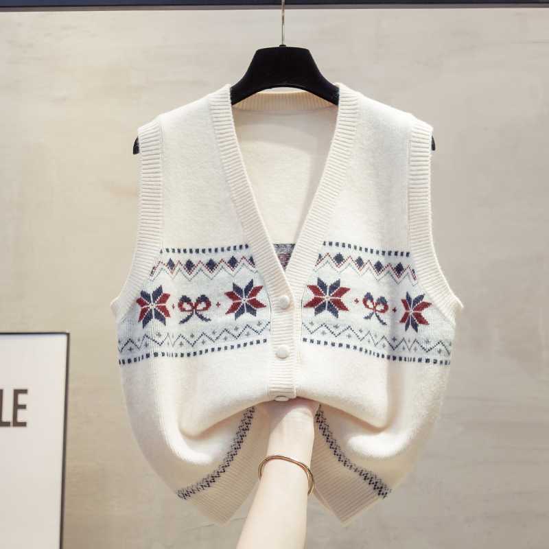 ニットベスト 北欧模様の冬花ニットベスト