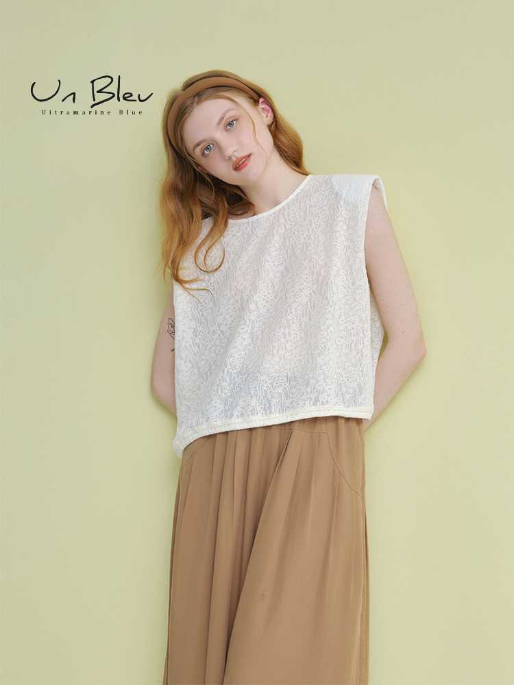 ニットベスト 優美刺繍ノースリーブ　サマーニットベスト
