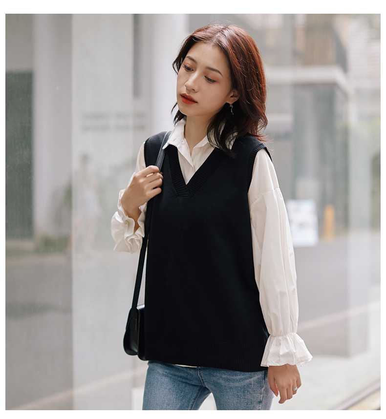 ニットベスト シンプル美学 Vネックベスト