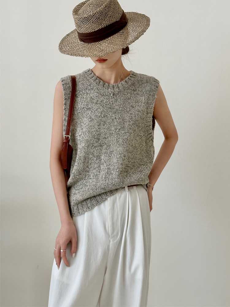 ニットベスト 涼やかバックスリットニットベスト