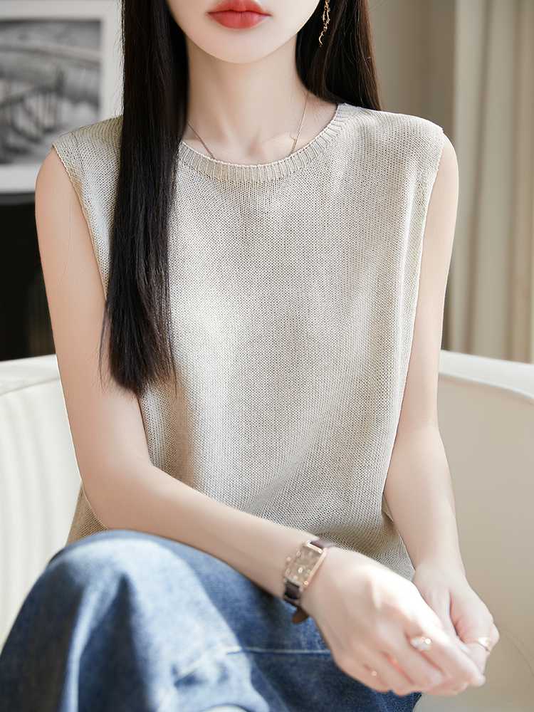 ニットベスト シンプル美シルエットノースリーブサマーニットベスト