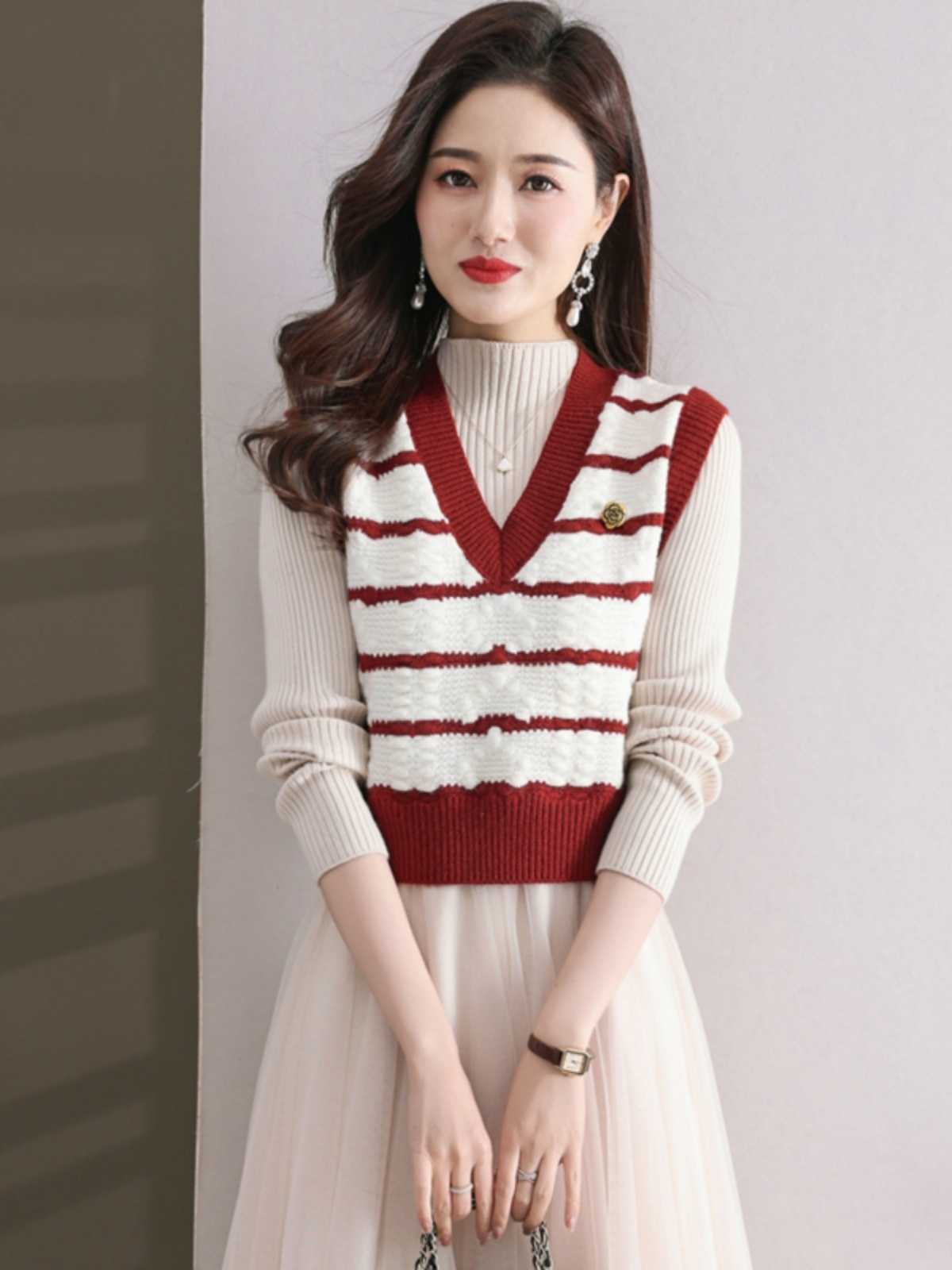 ニットベスト ボーダーニットベスト