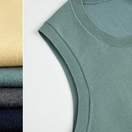 ニットベスト 学院風レイヤード風袖なしニット