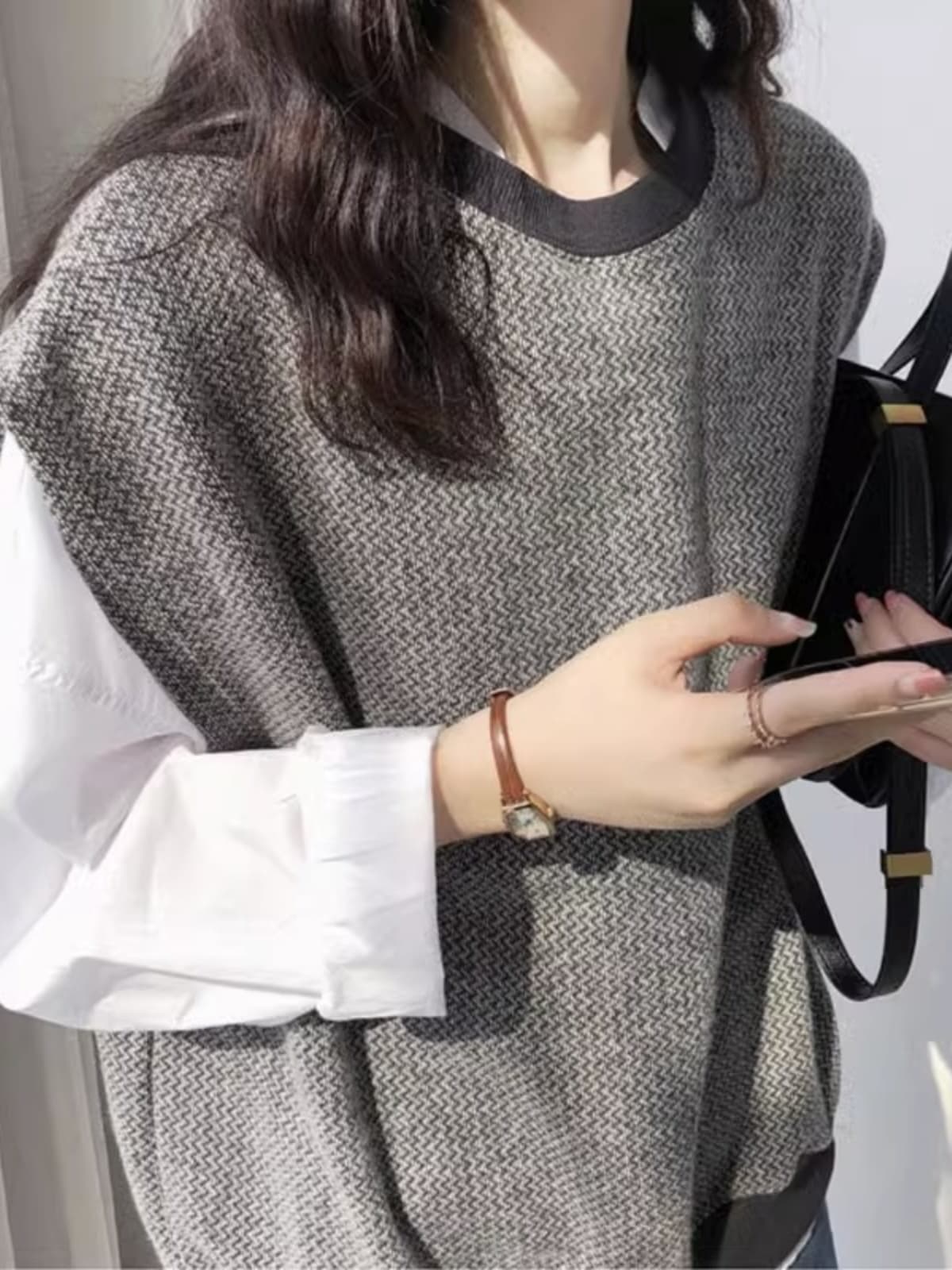 ニットベスト ゆったりシルエットベスト