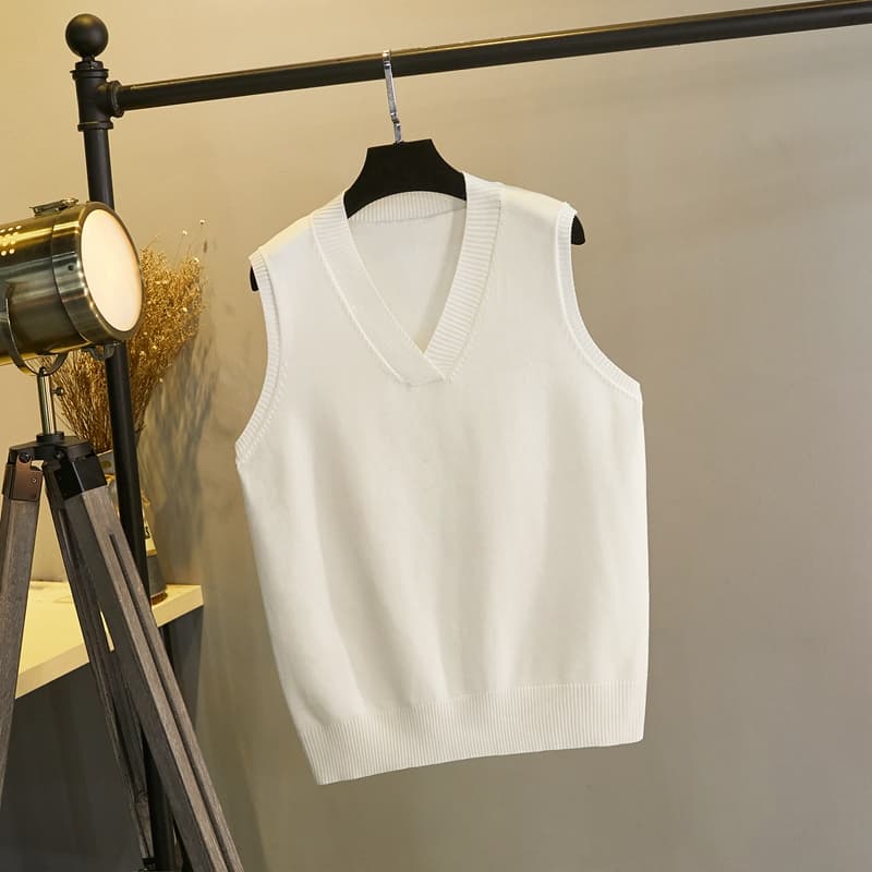 ニットベスト シンプル美学 Vネックベスト