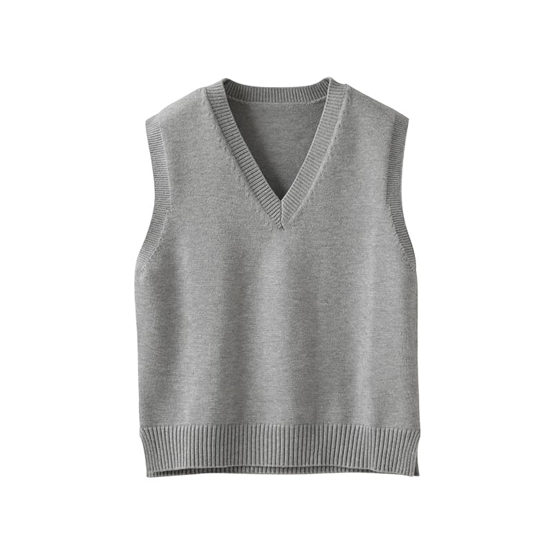ニットベスト シンプル 無地 Vネックベスト
