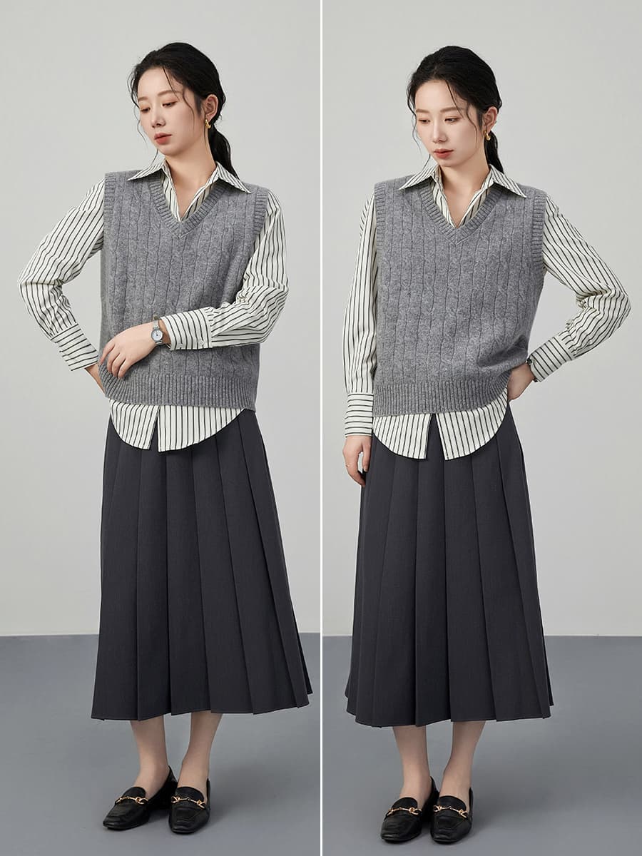 上質リブ編みニットベスト