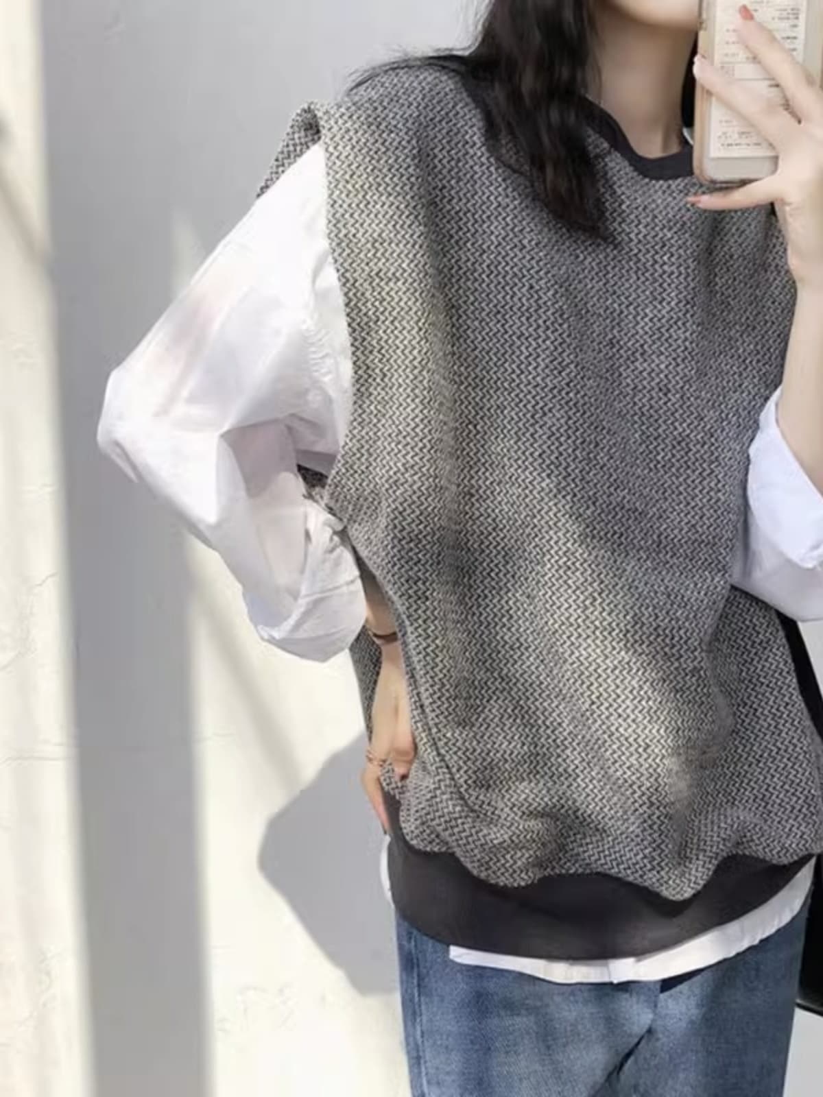 ニットベスト ゆったりシルエットベスト