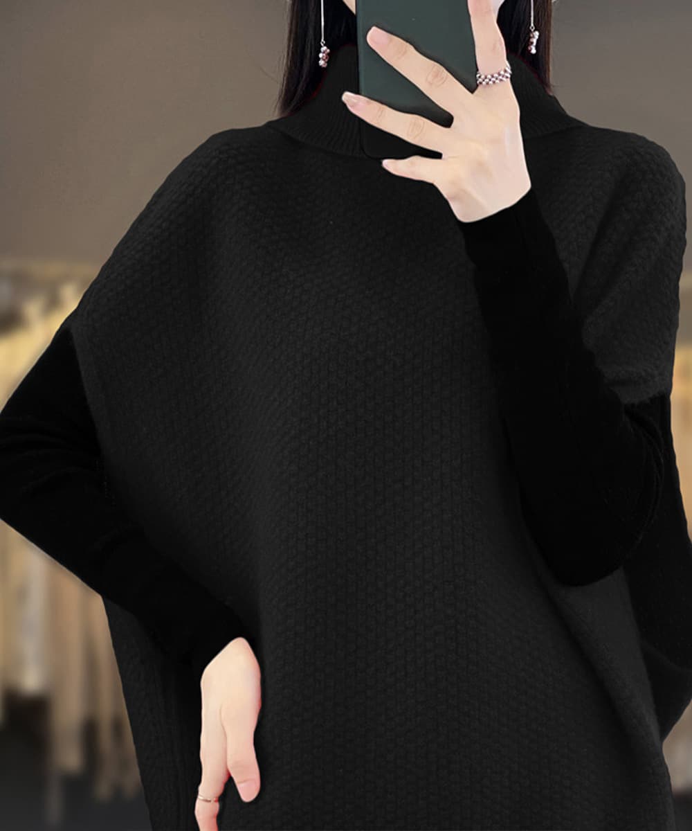 白ニットベスト タートルネック重ね着風ジレ