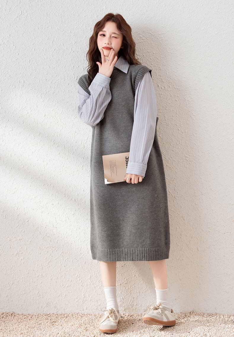 ニットベスト 上質ロングニットベスト