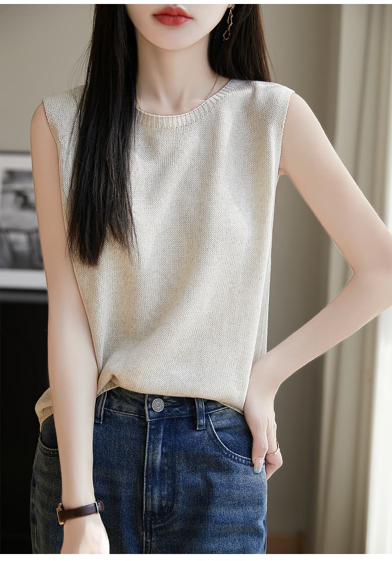 ニットベスト シンプル美シルエットノースリーブサマーニットベスト