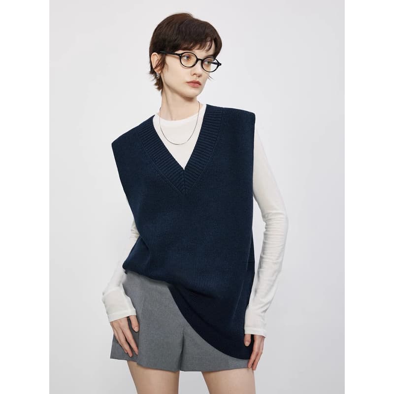 ニットベスト シンプル立体感ニットベスト