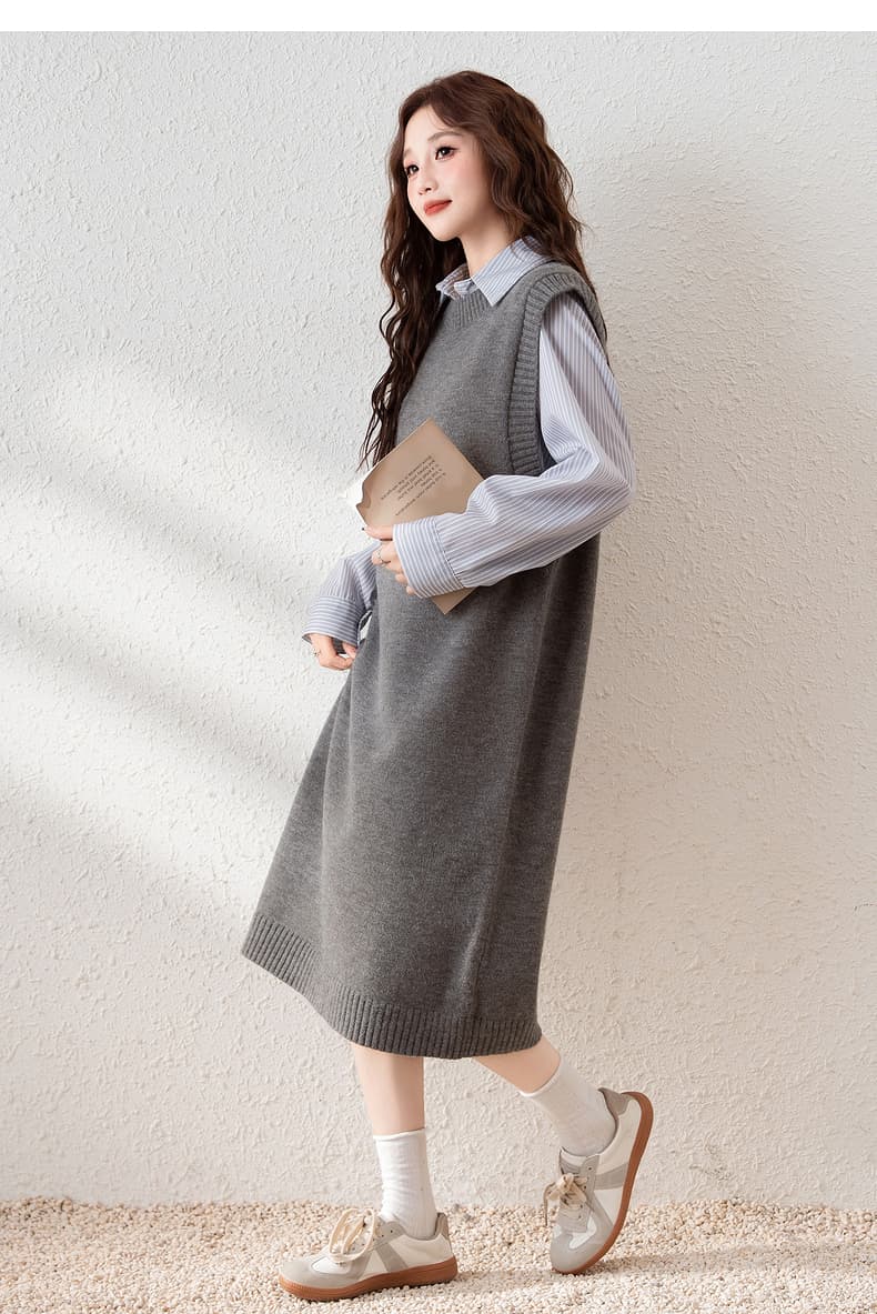 ニットベスト 上質ロングニットベスト