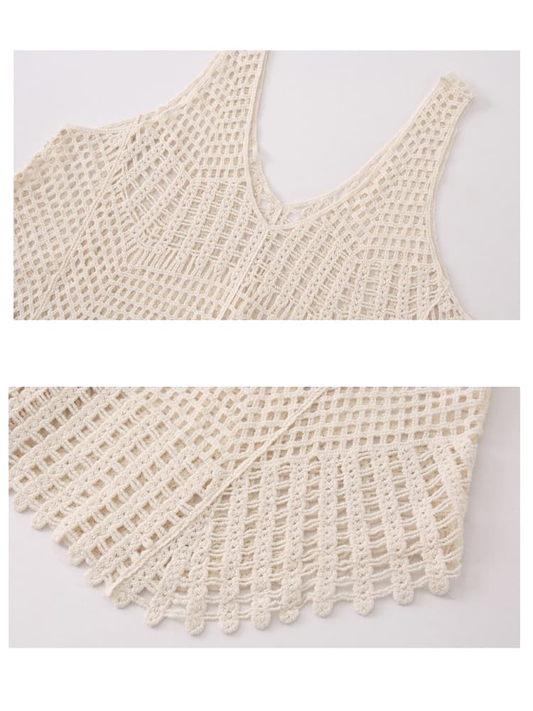 ニットベスト 透かし編み涼風ノースリーブサマーニットベスト