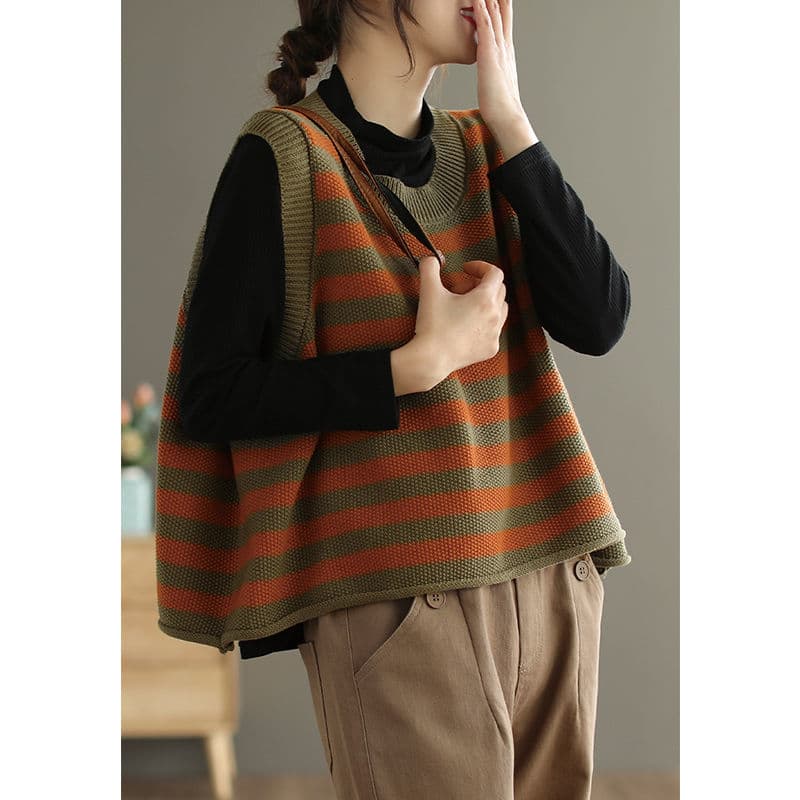 ニットベスト なごみボーダーニットベスト