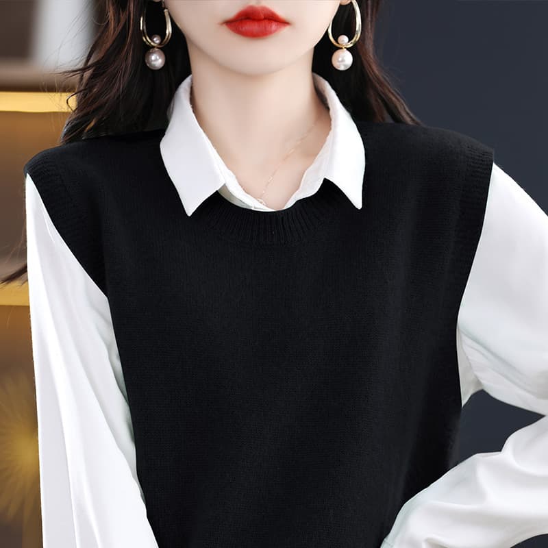 ニットベスト 上質感ふんわり重ね着ニットベスト