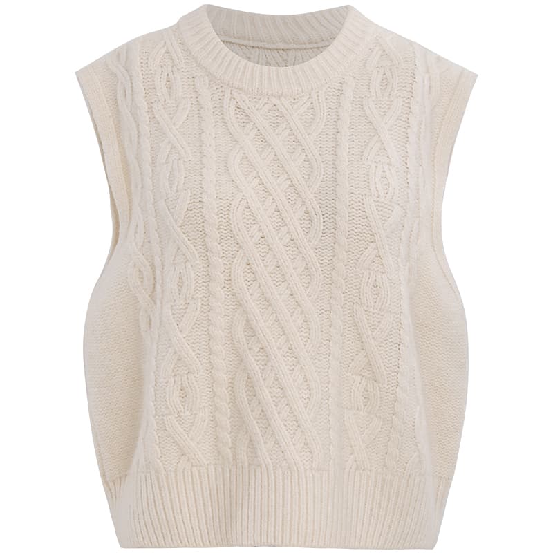 ニットベスト 冬のぬくもりケーブル編みベスト