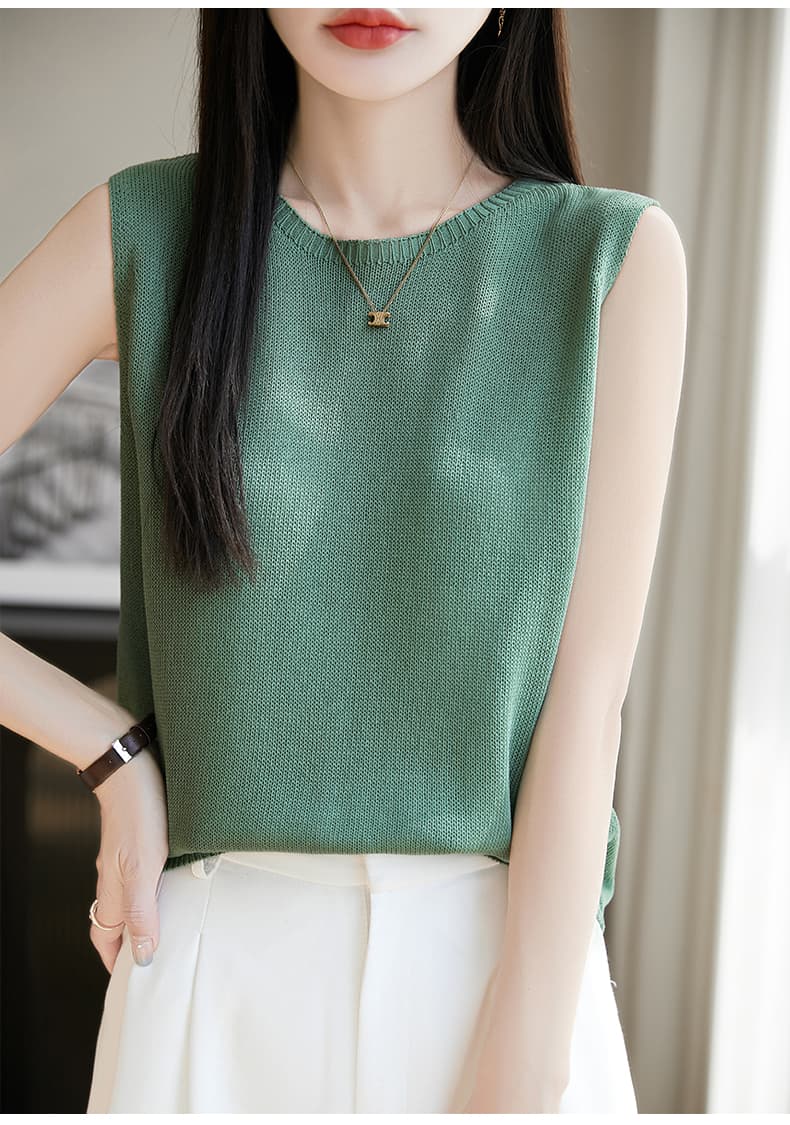 ニットベスト シンプル美シルエットノースリーブサマーニットベスト