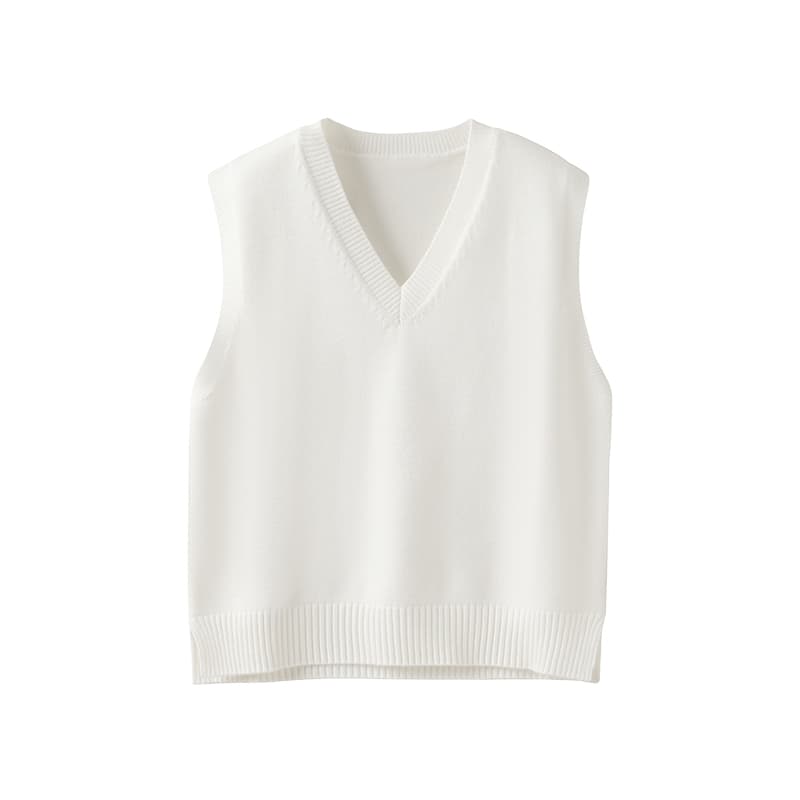 ニットベスト シンプル 無地 Vネックベスト