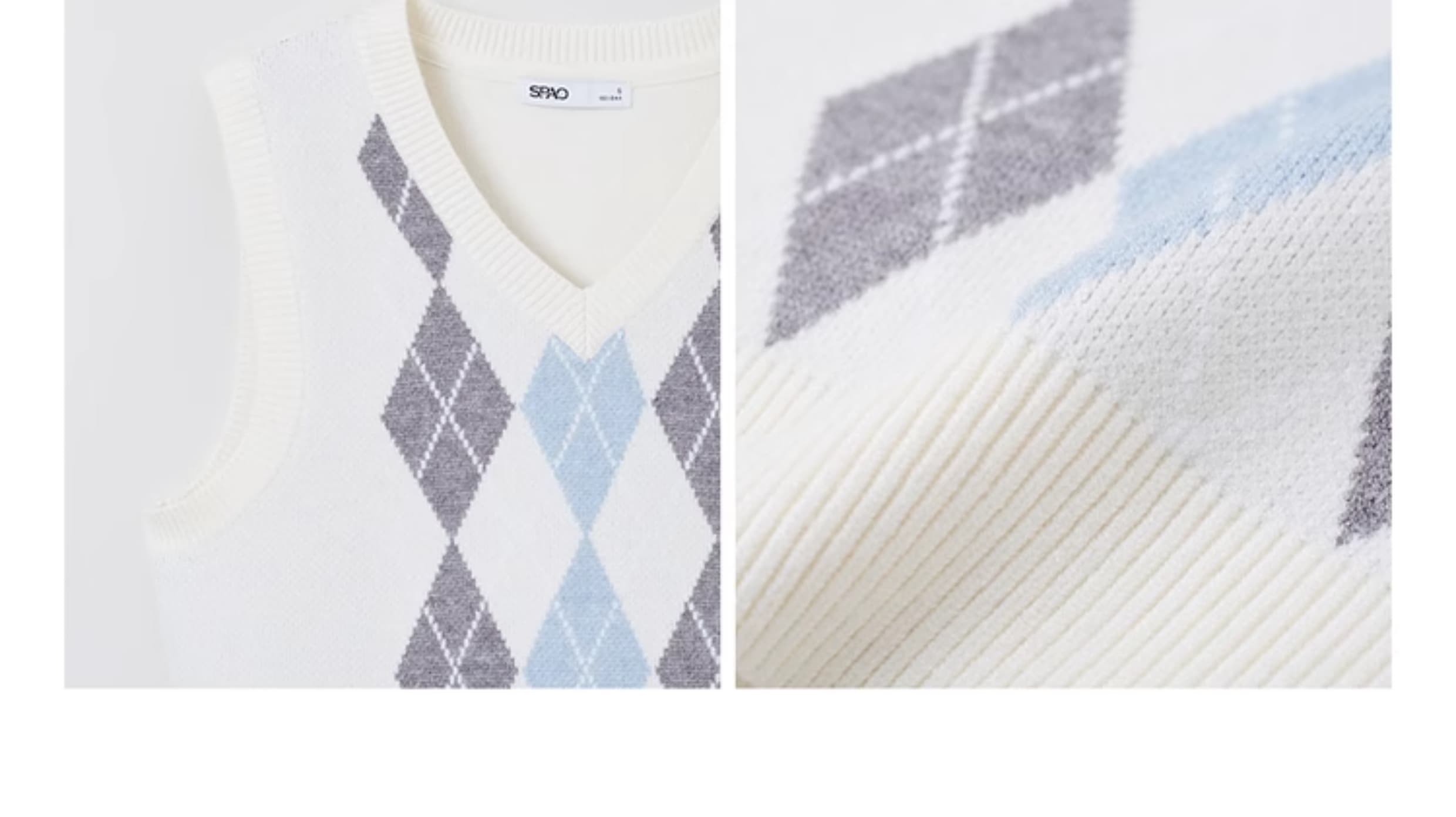 ニットベスト 菱形模様フード付きニットベスト