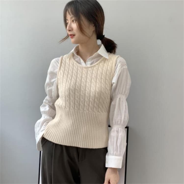 赤系暖かい厚手ニットベスト肌にやさしいスリムタンクトップ