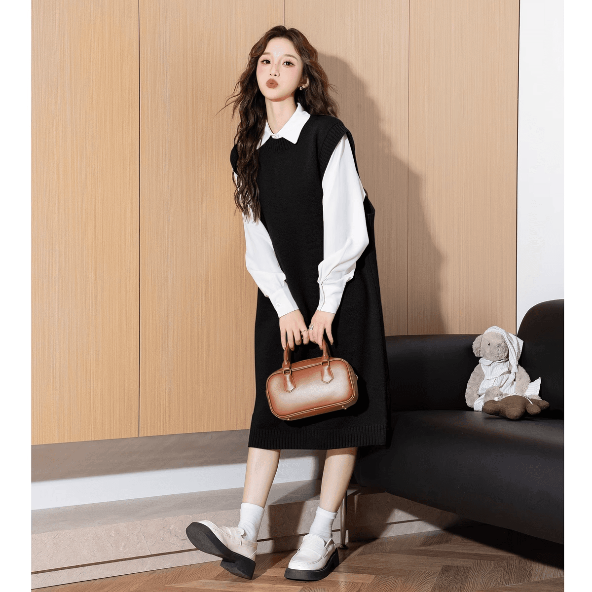 ニットベスト 上質ロングニットベスト