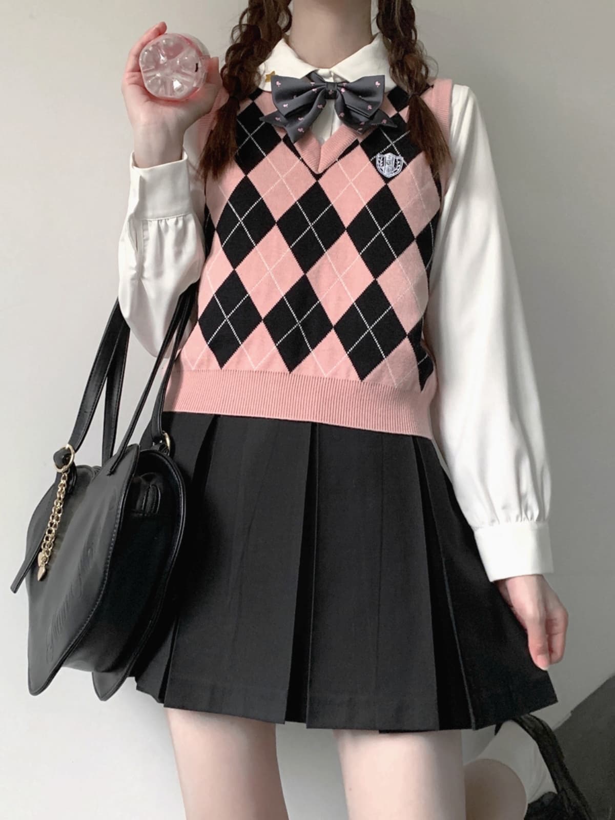 ニットベスト 菱形模様学院風ニットベスト