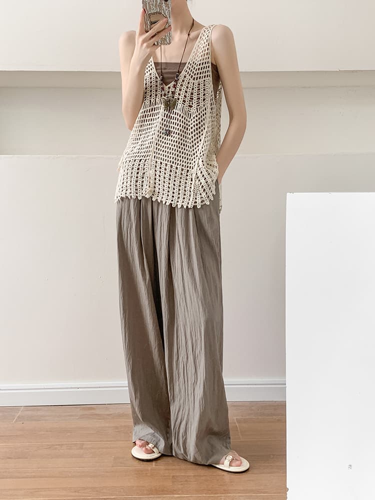 ニットベスト 透かし編み涼風ノースリーブサマーニットベスト