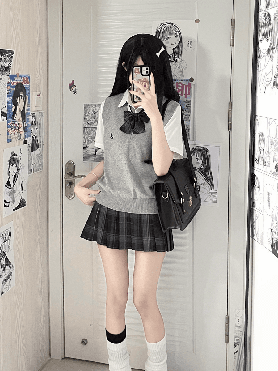 ニットベスト 学生風Vネックベスト