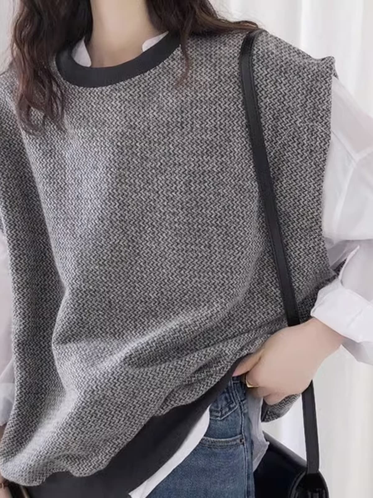 ニットベスト ゆったりシルエットベスト