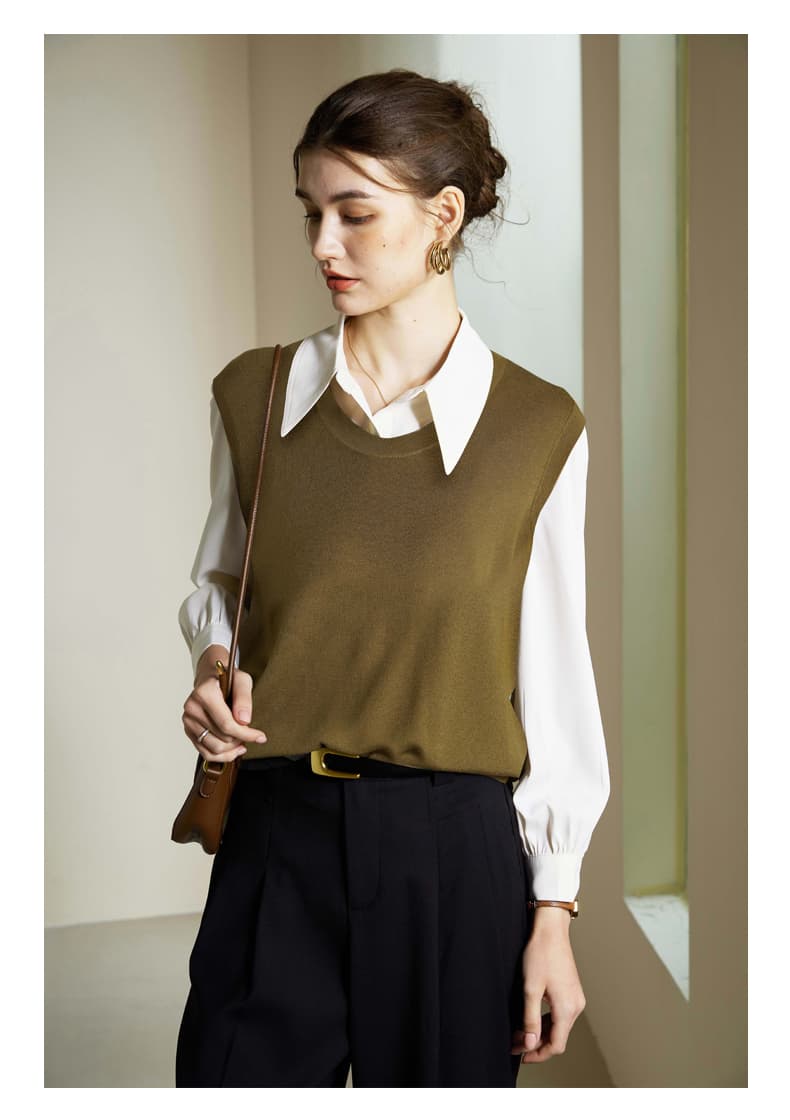 ニットベスト 上品シルエット クラシックベスト